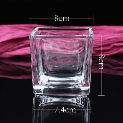 China Wholesale Luxury Home Decoration BOYE Square Clear Scented Candle Jars With Wooden Lids for sale