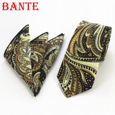 China Fashion Suits Square Cotton Handkerchief Tie Paisley Pocket Tie Sets for sale