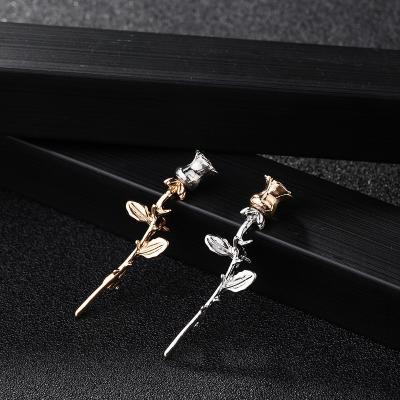 China ALLOY Rose Leaves Pin Sweater Corsage Costume Accessories Gold Silver Color Brooch Wedding Party for sale