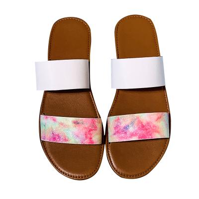 China Flat 2021 new hot summer style women fashion sandals flat ladies outdoor rubber slippers in stock for sale