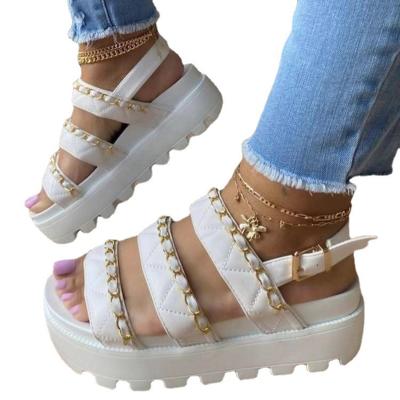 China 2021 fashion trend hot sale women's flat shoes shape outdoor sandals women's platform sandals wholesale for sale