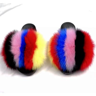 China CUSHIONING 2020 brown fur slippers faux fur home slippers hot sale bag and fur slippers set for sale