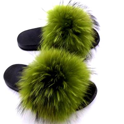 China CUSHIONING purple raccoon fur slippers raccoon slippers large raccoon slippers for sale