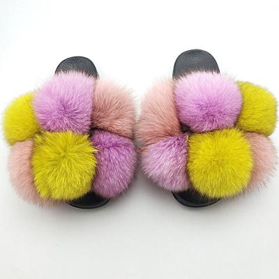 China CUSHIONING Children's Faux Fur Slippers Fur Slippers And Fruit Mash Set for sale