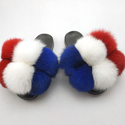 China CUSHIONING Ruisheng Leather Slippers Real Fox Slippers Sandals And Slippers for sale