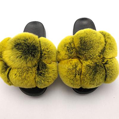 China CUSHIONING Wholesale Customized Good Quality Sandals Slippers Slipper Color Faux Fox Fur Fox Fur Home House Slippers for sale