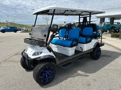 China 48V5KW Golf Cart in White Orange 25mph steel chassis LED lighting system with back up camera for sale