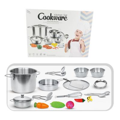 China Educational Funny Toys Kitchen Tableware Set Toys Kids Game Home Stainless Steel Tableware Cooking Game For Children for sale