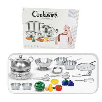 China Tasteless Children's Stainless Steel Playhouse Kitchen Set Tableware Stainless Steel Cutlery for sale