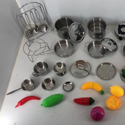 China Mini Metal Kitchen Toys Real Real Kids Cook Kitchen Tableware Cooking Toy Set For Kids for sale