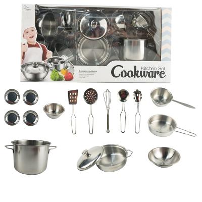 China Hot Selling Metal Pretend Play Kitchen Toy Stainless Steel Kitchen Set Toy For Kids for sale