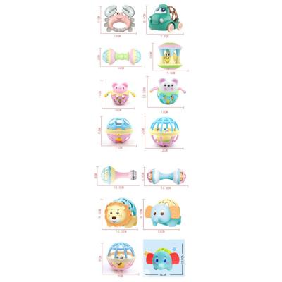 China Soft Toy Baby Rattle Teether Toys 10 Pcs Early Education Pound Soft Silicone Baby Rattle Toy Baby Rattle for sale