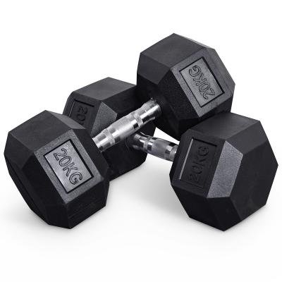 China Hex Dumbbell Weightlifting Dumbbell Sets Factory Direct Sale Cheap Men's Environmental Protection Rubber Hexagon Dumbbell Suit For Home Fitness for sale