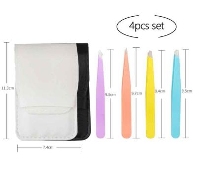 China 4 Colors 4pcs Eye Makeup Eyebrow Tweezers Set Choice Amazon Products Custom Stainless Steel Tweezers for sale