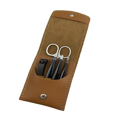 China Eye Makeup Tweezers Case PU Leather For Tools 5pcs Cosmetic Grade Brown Color Tweezers Case for sale