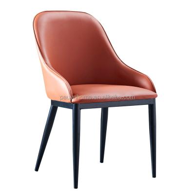 China Wholesale Norsic Style Factory Retro Furniture Living Room Accent PU Leather Dining Chair With Metal Leg for sale