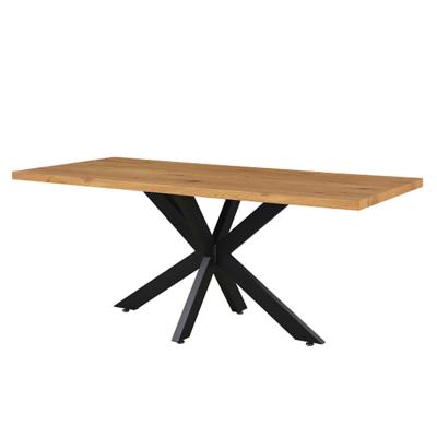 China Mid-Century Long Adjustable Dining Table Black Metal Base Dining Table (Size) MDF Dining Table for sale