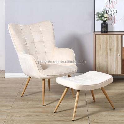 China Nordic Style Norsic Style Upholstered Fabric Wooden Leg Leisure Chair for sale