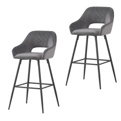 China Modern Design Modern Fabric Seat Covered Bar Stool Home Kitchen Dining Metal Frame Bar Chairs for sale