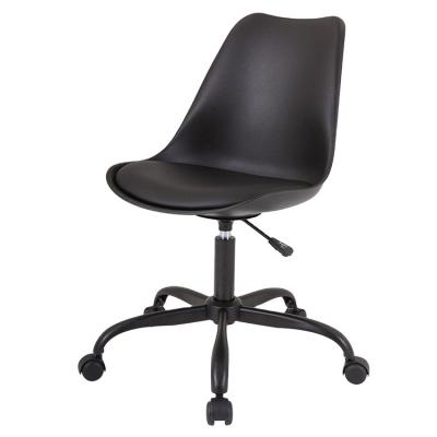 China Modern Cheap Black Plastic PP Swivel Bar Stools PU Cushion Office Chair for sale