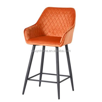 China Modern High Quality Colorful Armrest Fabric Metal Bar Chair Home Kitchen Bar Chair With Height Adjustable Metal Leg for sale