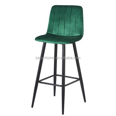 China Modern Design Velvet Bar Stool Furniture Home Kitchen Metal Leg Two Piece Set Bar Stools for sale