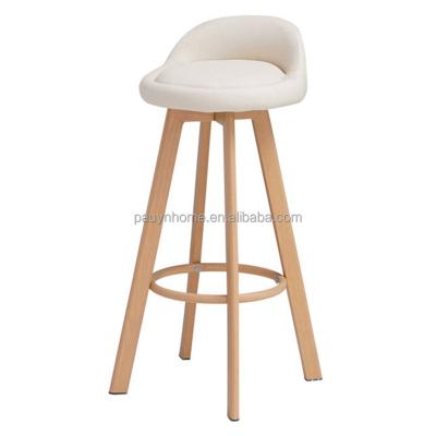 China Modern Cheap Fabric Leather Kitchen Bar Chair High With Wood Effect Metal Leg for sale