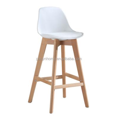 China American Modern Simple Modern Plastic Seat PP Kitchen Fashion Solid Wood Leg Bar Chairs for sale