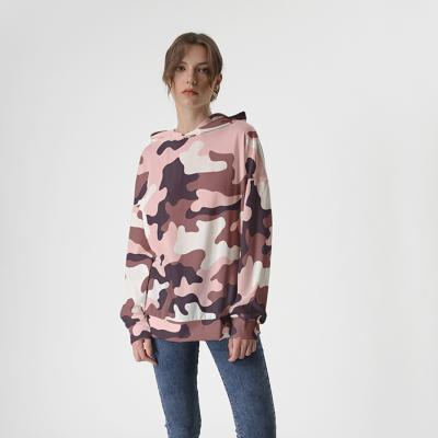 China Plain Casual Anti-Wrinkle Blouse Women's Camouflage Printing Long Sleeves Hoodie for sale