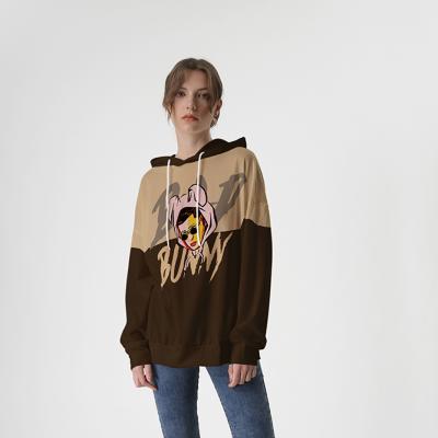 China Anti-wrinkle Spring And Autumn Women Wear Color Contrast Women's Rabbit Head Printing Long Sleeves Hoodie for sale