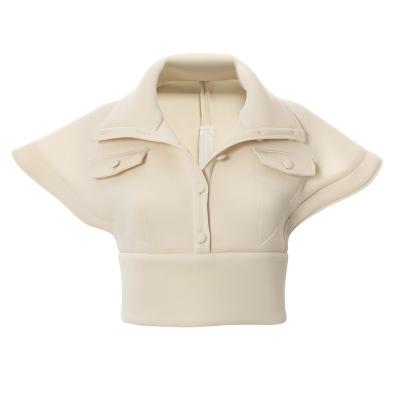 China New Viable Air Diaper Pouch Back Zipper Fly Sleeve Women Stand Up Collar Button Vest Blast Jacket for sale