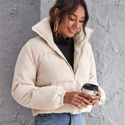 China Hot Selling Waterproof Long Sleeve Stand Collar Loose Cotton Clothes Casual Zipper Puff Jacket For Women for sale