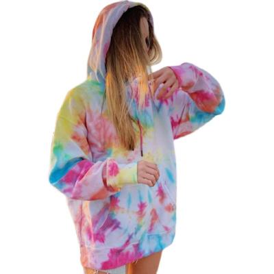 China Anti-Wrinkle Plus Size Tie Dye Pullover Streetwear Hoodies Oversized Sweatshirts Casual Tops Blouse for sale