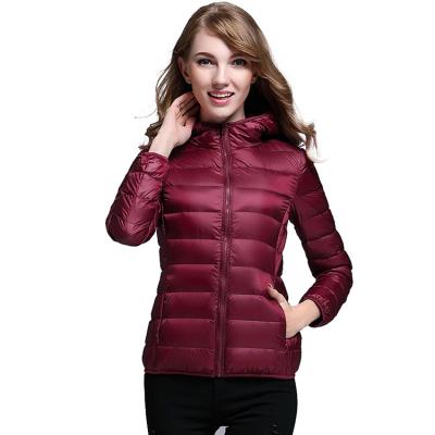 China Breathable Women's Autumn And Winter Short Hooded Jacket White Light Duck Plus Size Down Jacket for sale