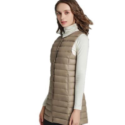 China New Style Breathable Winter Plus Size Light Neck Vest Slim Mid Length Round Jacket Down Jacket for sale