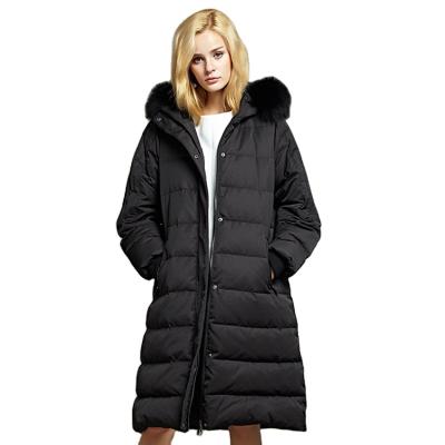 China High Quality Women's Solid Color Fashion All-match Casual Breathable Mid Length Trend Hooded Plus Size Down Jacket for sale