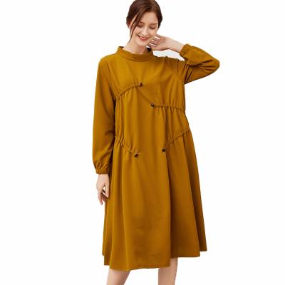 China 2021 new fashion autumn winter viable loose mid length a line skirt solid color casual dress for sale