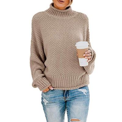 China New Style Women Anti-wrinkle Fashion High Neck Winter Casual Bat Sleeve Loose Fit Sweater For Women for sale