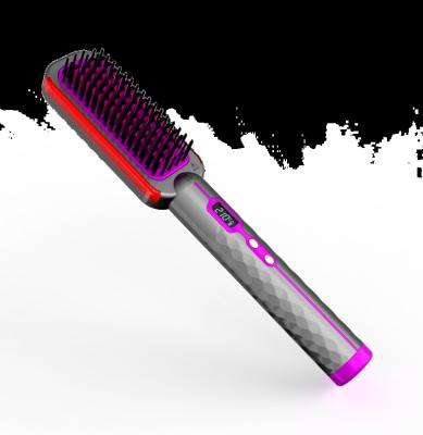 China YBJ 2022 Newest 2022 Newest YBJ Infrared + Negative Ions Electric Combs Home Infrared Hair Straightener Sweep Ionic Straightening Brush for sale