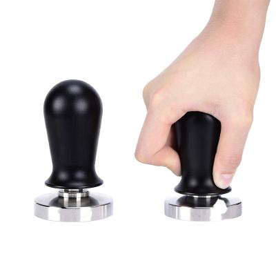 China Customized Sustainable Cafe Tools 58mm Stainless Steel Coffee Hammer Black Handle Coffee Tamper for sale