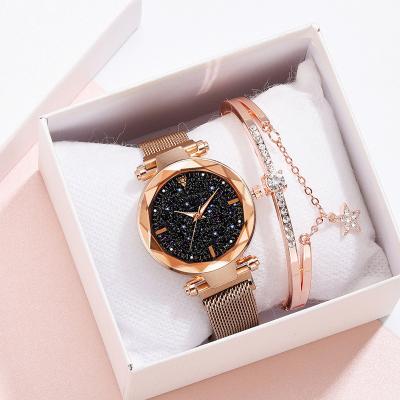 China The starry watch a Diamond Magnetic Quartz Watch Set of the sky women of the date watch of the magnetite automatic women / for sale