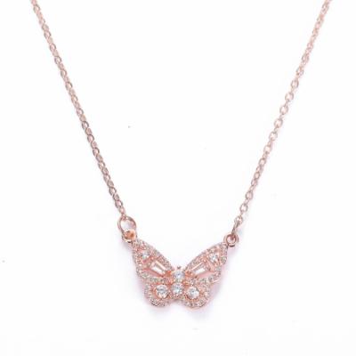 China New Trendy Fashion Design Women Jewelry Butterfly Shaped Micro Zircon Choker Inlaid Necklace for sale