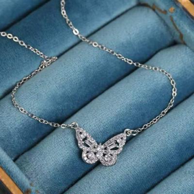 China FASHIONABLE Exquisite Copper Zircon Butterfly Shaped Choker Necklace Rose Gold Plated Micro Inlaid Metal for sale