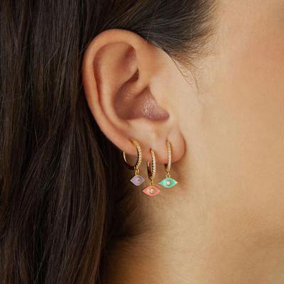 China Casual/Sporty S925 Sterling Silver Ins Fashion New Diamond-studded Devil's Eye Enamel Color Preserving Earrings For Women for sale