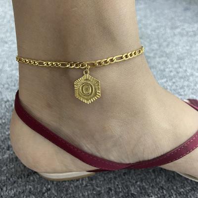 China TRENDY Fashion Gold Chain Wholesale Initial Foot Anklet For Women Jewelry for sale