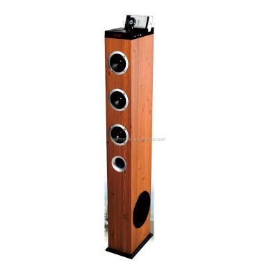 China Wireless System Samtronic T8 Wireless Home Standing Speaker , Wireless Wooden Tower Speaker With FM Radio for sale