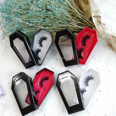 China Natural Long Ready To Ship Wholesales Customized Shape Coffin Box Special Wick Boxes False Eyelashes For Halloween Wick Wrapping for sale