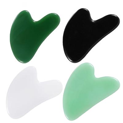 China 100% Natural Jade Amethyst Gray Agate Green Aventure Face Lift Heart Gua Sha Massage Gua Sha Tool With Teeth Guasha Stone for sale