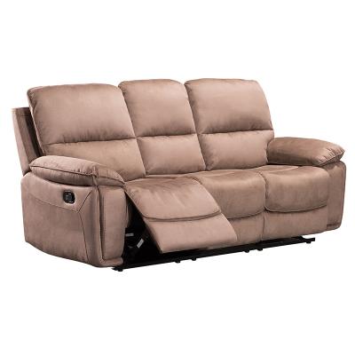 China EXTENDED COMFORTABLE HOME EXTENDED SOFA WAVES 3 SEATER LIVING ROOM FURNITURE LIGHT BROWN FABRIC 3RR FABRIC LEATHERETTE TAN for sale