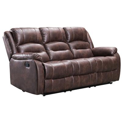 China EXTENDED COMFORTABLE HOME EXTENDED SOFA WAVES 3 SEATER DARK BROWN 3RR LIVING ROOM FURNITURE LEATHERETTE FABRIC for sale